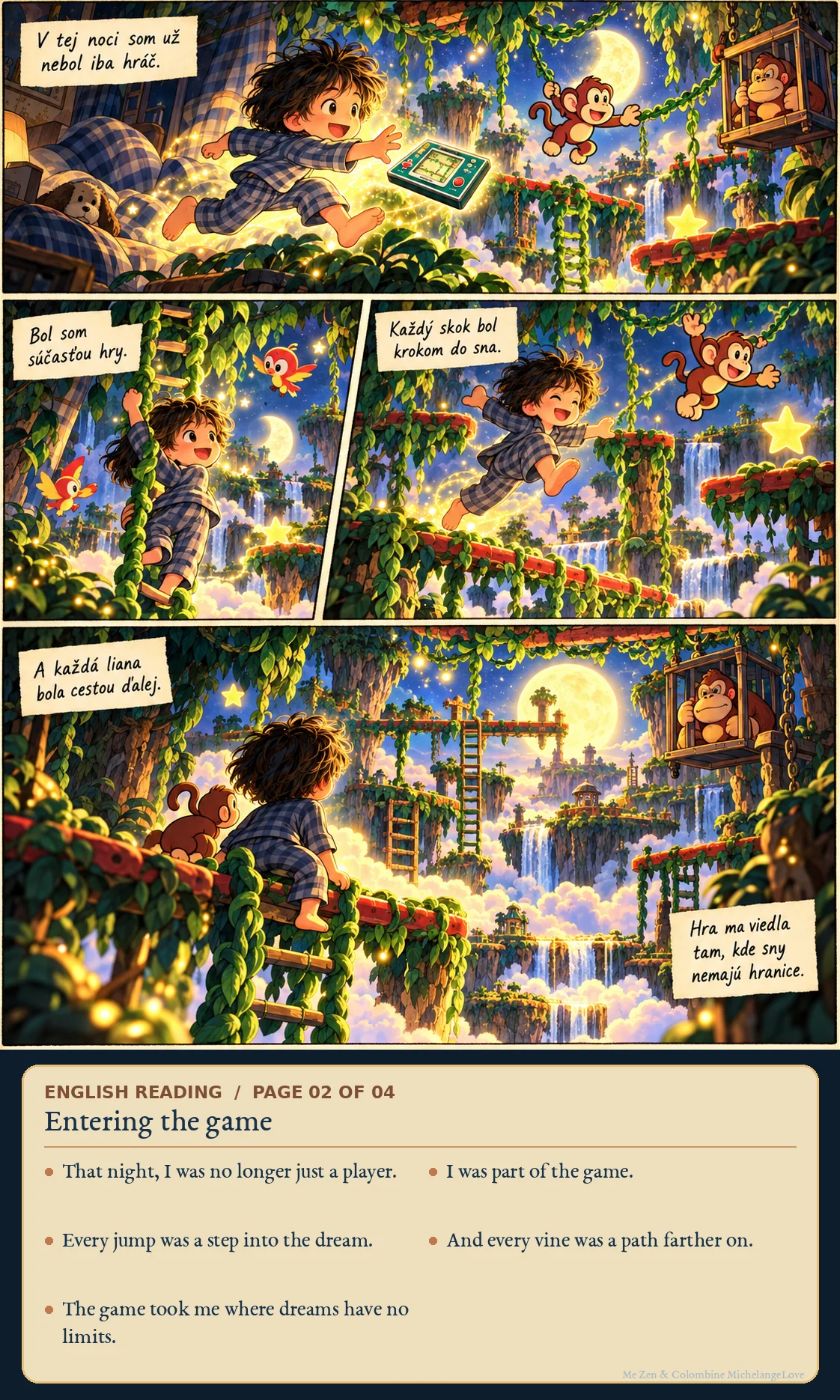 Entering the game; Slovak illustrated original with English translation on an added editorial leaf