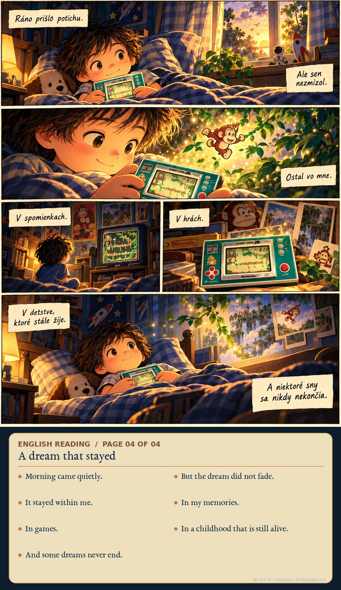 A dream that stayed; Slovak illustrated original with English translation on an added editorial leaf