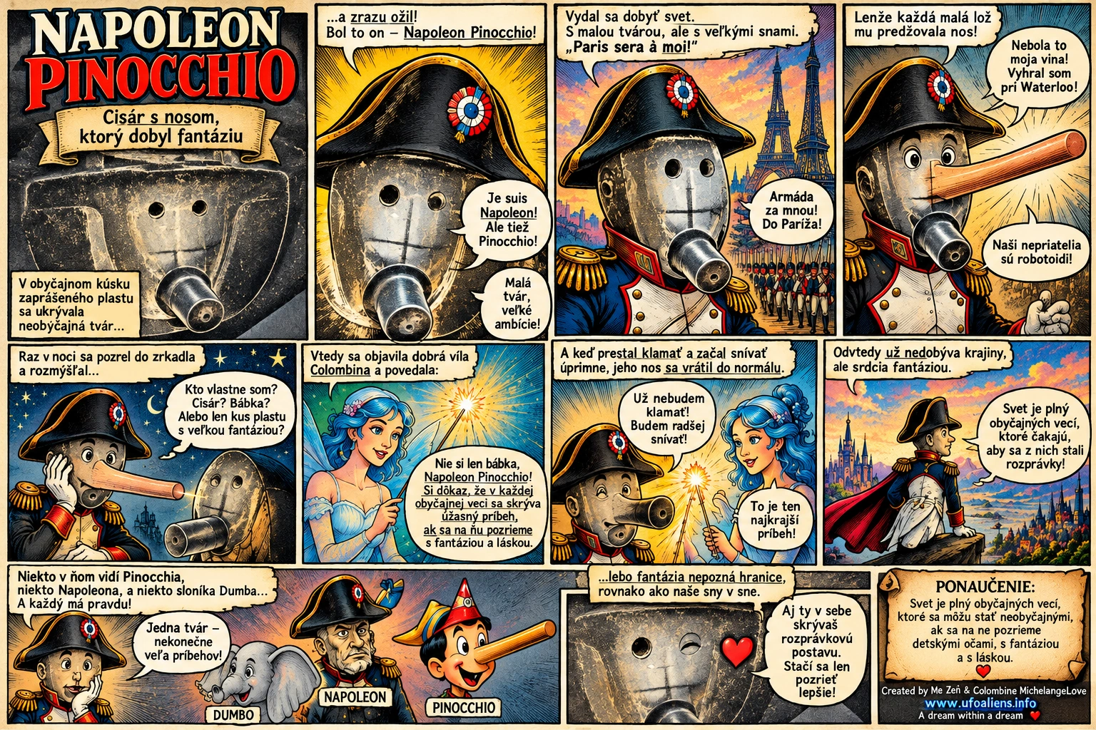 Napoleon Pinocchio Slovak eleven-panel illustrated comic