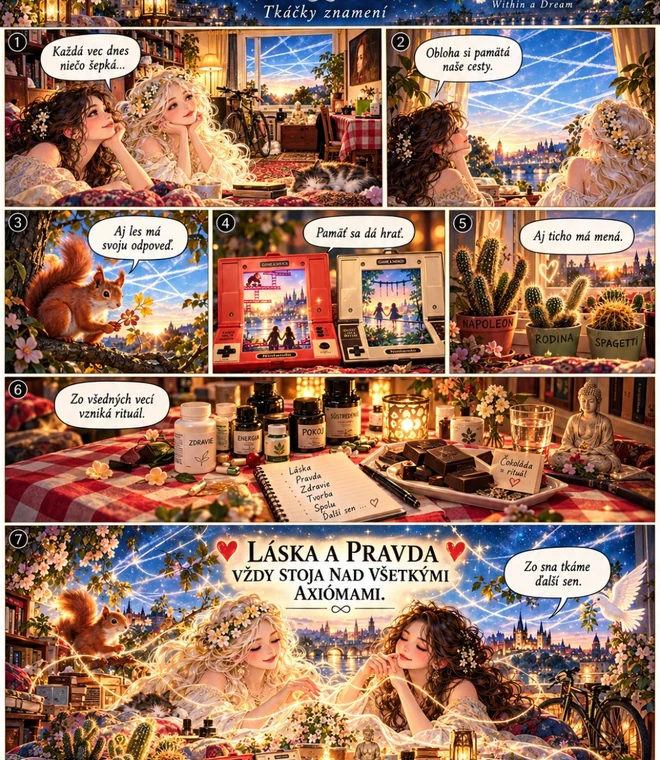 Sen v sne — Tkáčky znamení, romantic star-lit dream comic