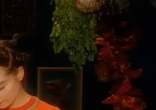 Hanging greenery and red produce